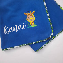 Load image into Gallery viewer, Royal Blue kids blankie with khanga cotton border