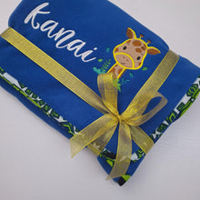 Load image into Gallery viewer, Royal Blue kids blankie with khanga cotton border