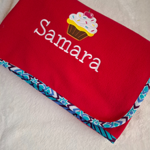 Load image into Gallery viewer, KDL Border Fleece Blankie Samara Cupcake