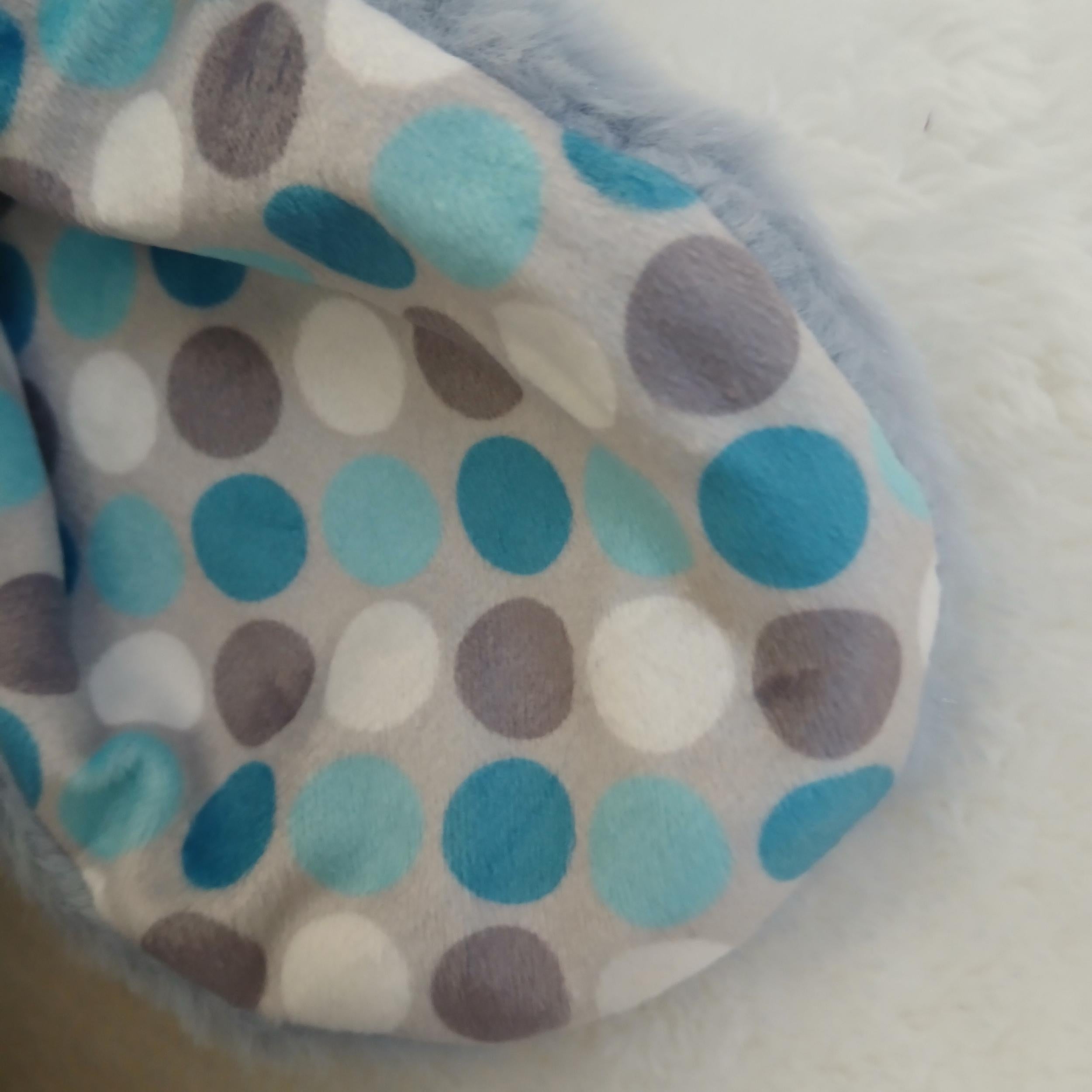 Personalised Stuffed Animal Grey Bunny with Blue Polka Dots