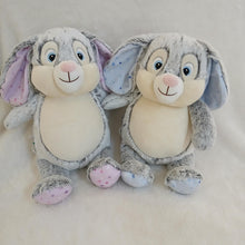 Load image into Gallery viewer, Personalized Stuffed Animal Blue Stardust Grey Bunny