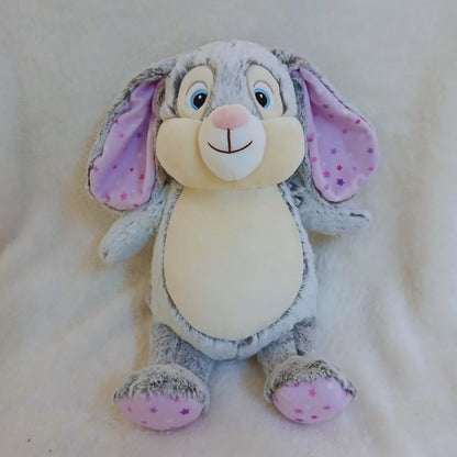 Personalized Stuffed Animal Grey Bunny with Pink Stardust