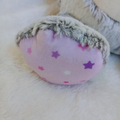 Personalized Stuffed Animal Grey Bunny with Pink Stardust