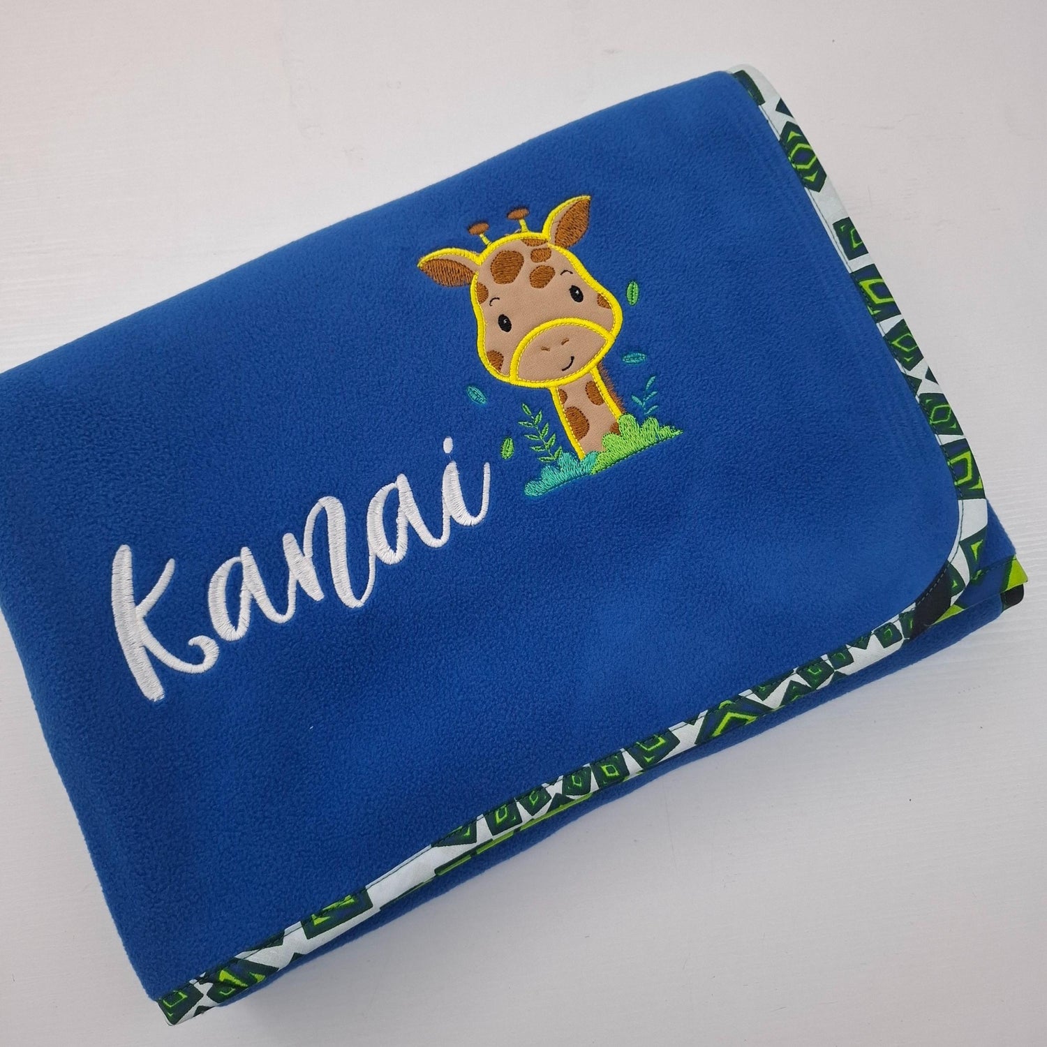 Royal Blue kids blankie with khanga cotton border