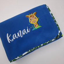 Load image into Gallery viewer, Royal Blue kids blankie with khanga cotton border
