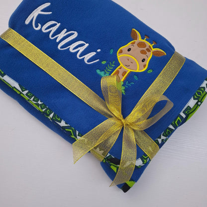 Royal Blue kids blankie with khanga cotton border