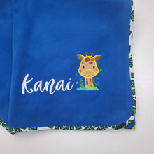 Load image into Gallery viewer, Royal Blue kids blankie with khanga cotton border
