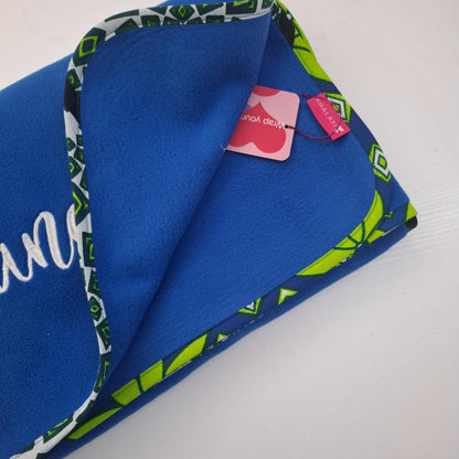Royal Blue kids blankie with khanga cotton border