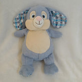 Personalised Stuffed Animal Grey Bunny with Blue Polka Dots
