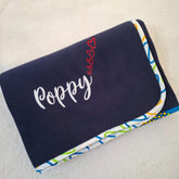 KDL Fleece Blankie Poppy with Khanga border